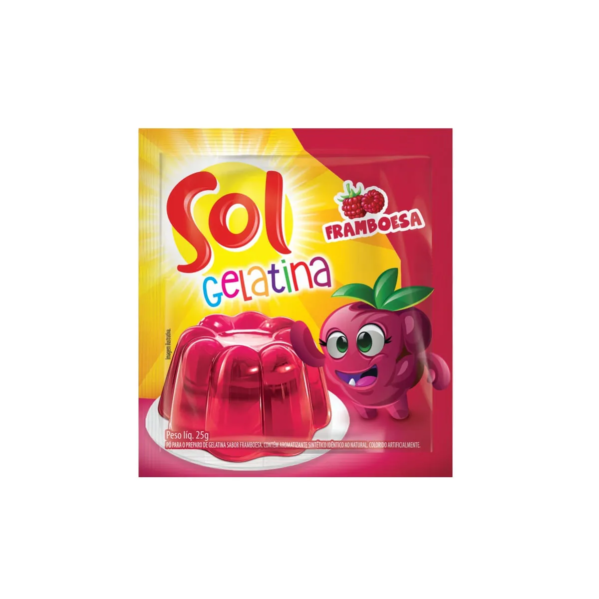 Gelatina Pó Framboesa Sol Pacote 25g