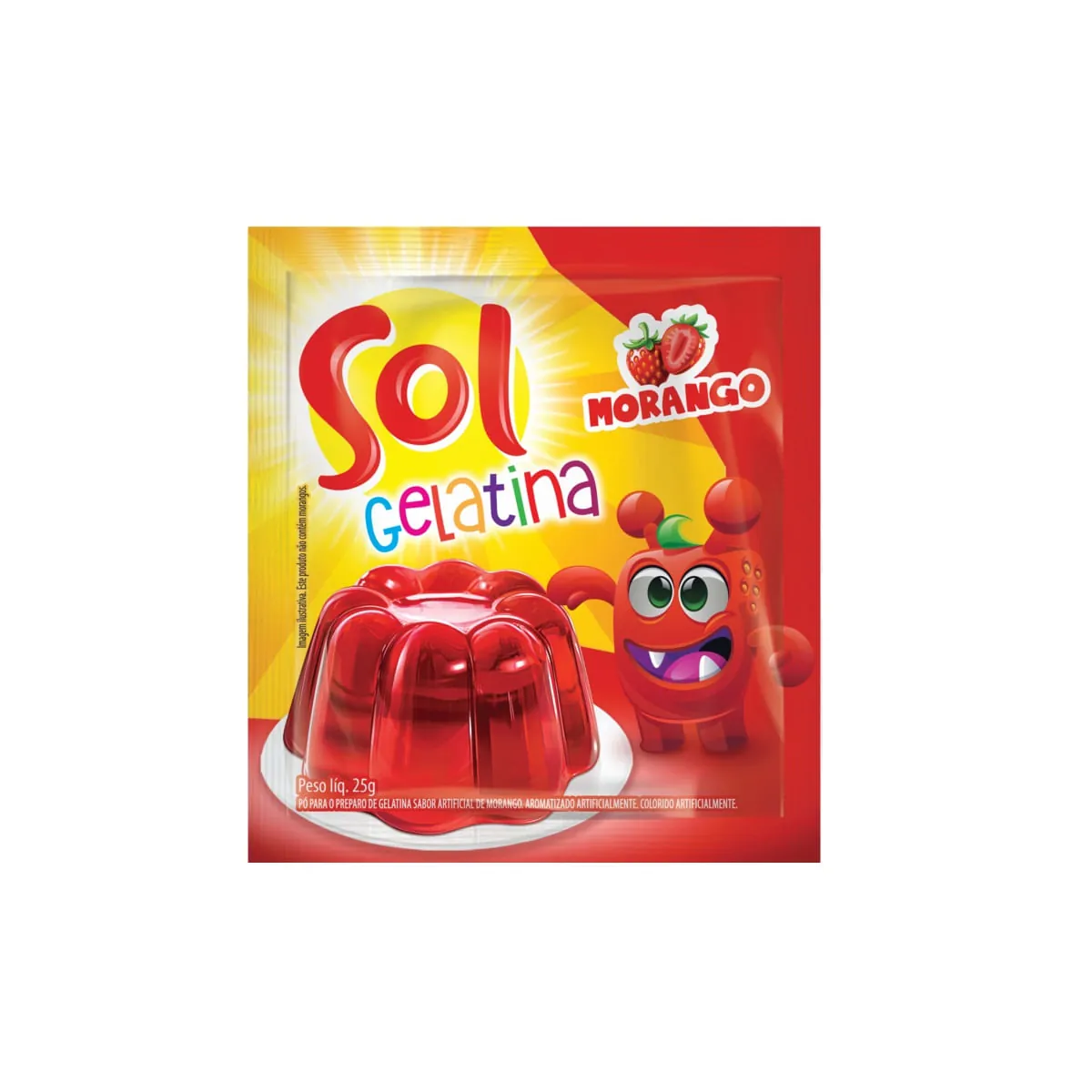 Gelatina em Pó Sabor Morango SOL 25g