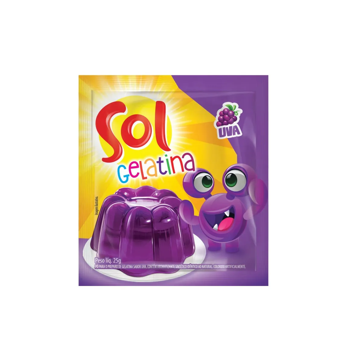 Gelatina Pó Uva Sol Pacote 25g