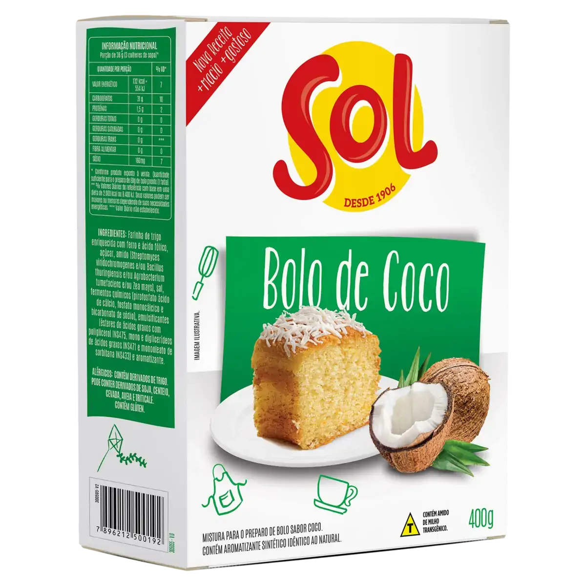Mistura Para Bolo Coco Sol Caixa 400g