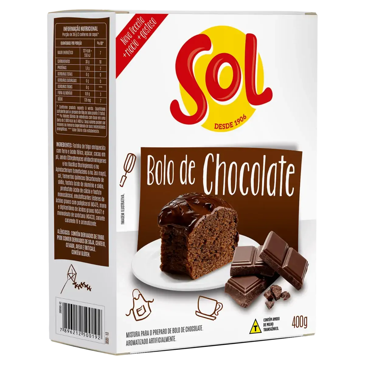 Mistura Para Bolo Chocolate Sol Caixa 400g