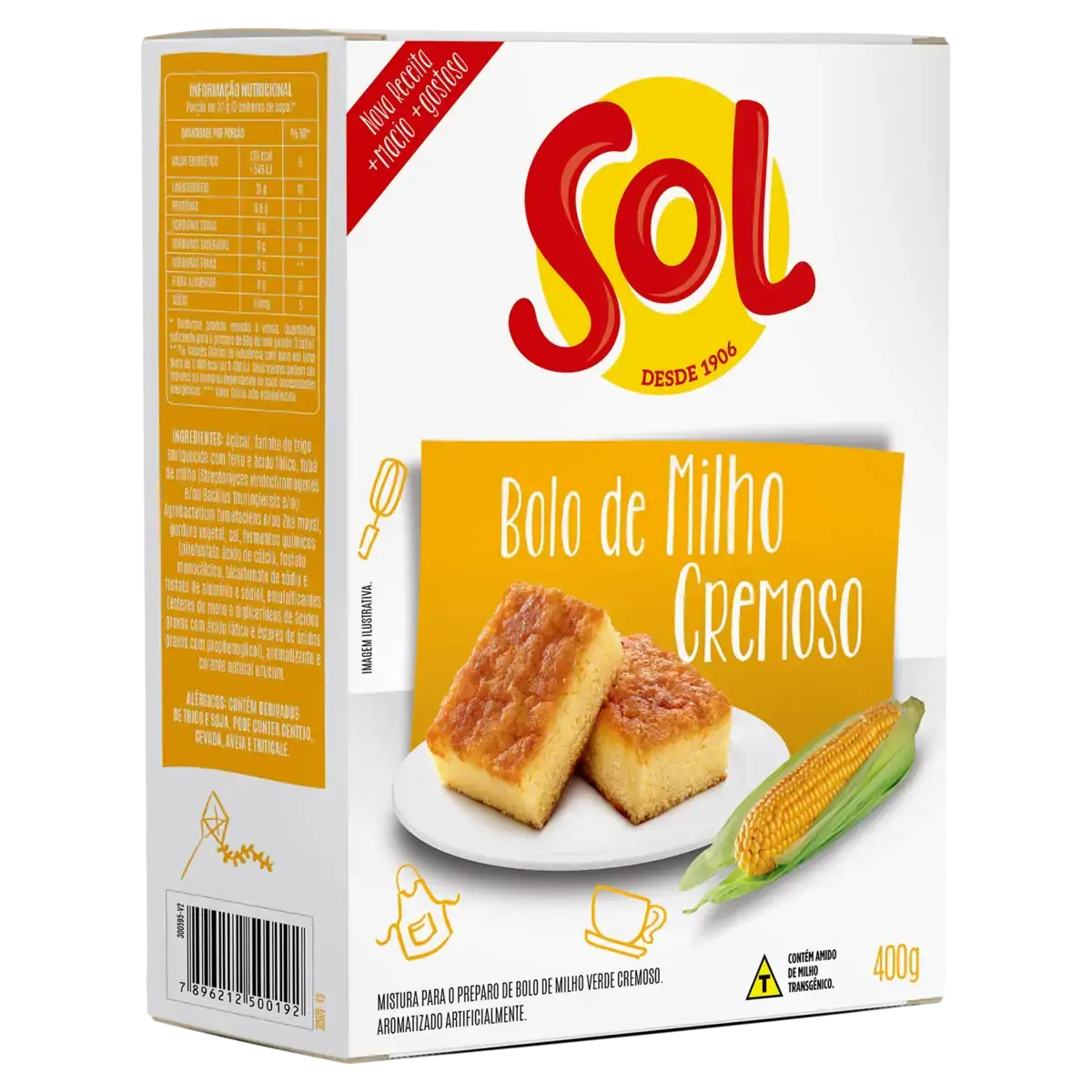 Mistura Para Bolo Cremoso Milho Sol Caixa 400g