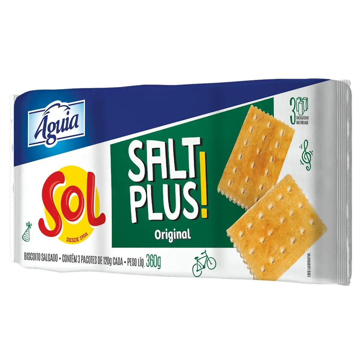 Biscoito Original Sol águia Salt Plus Pacote 360g