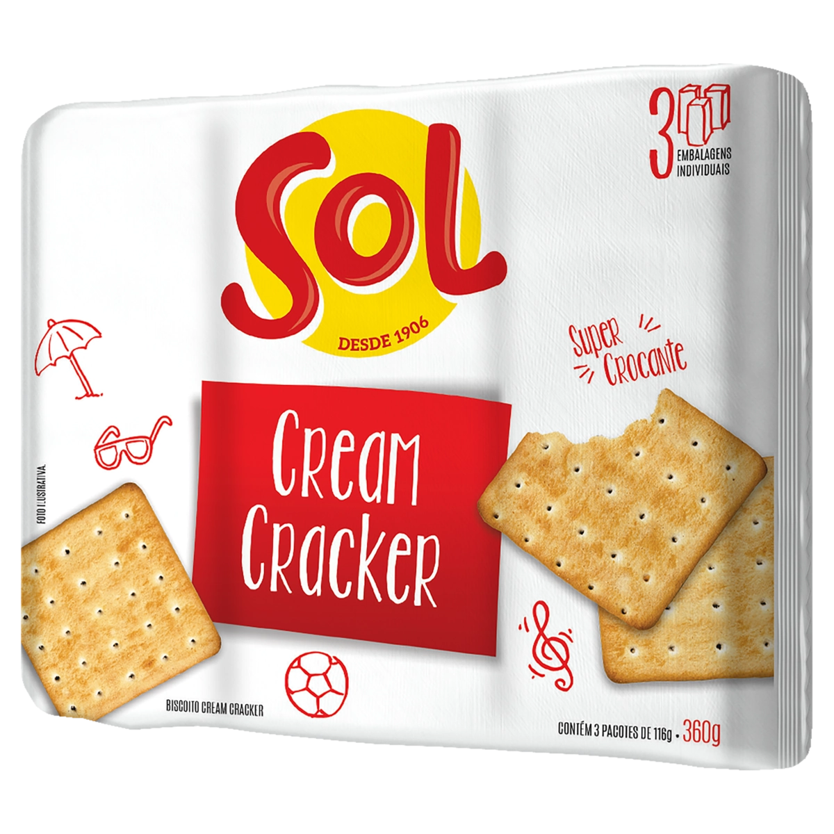 Biscoito Cream Cracker Sol Pacote 350g
