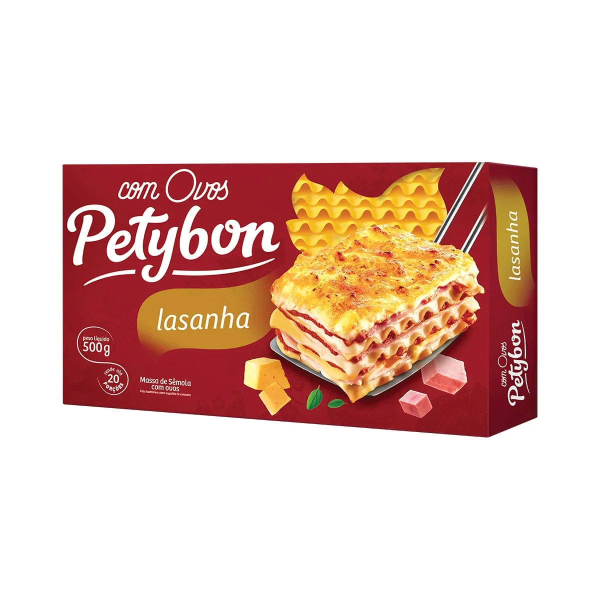 Massa De Sêmola Com Ovos Para Lasanha Petybon Caixa 500g