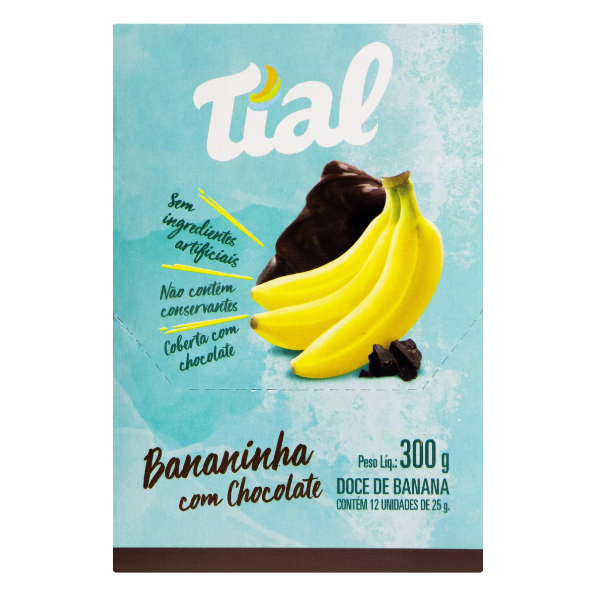 Bananinha Cobertura Chocolate Tial Caixa 300g 12 Unidades