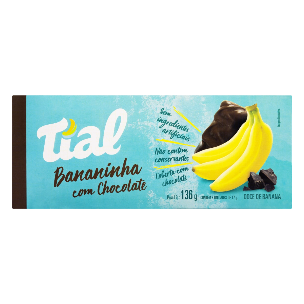 Pack Bananinha Cobertura Chocolate Tial Caixa 136g 8 Unidades
