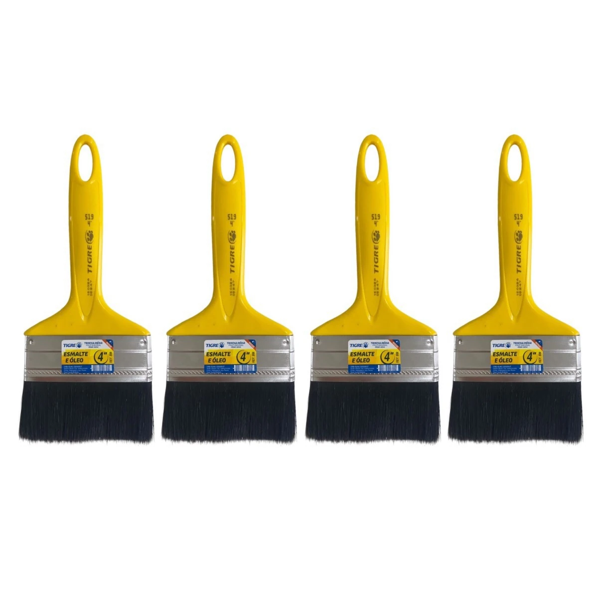 Kit 4 Trincha Pincel P/ Pintura Tinta Esmalte Óleo 4 Tigre
