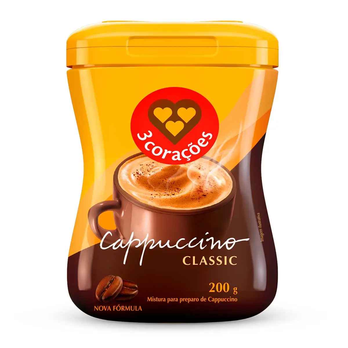 Cappuccino Solúvel Classic 3 Corações 200g