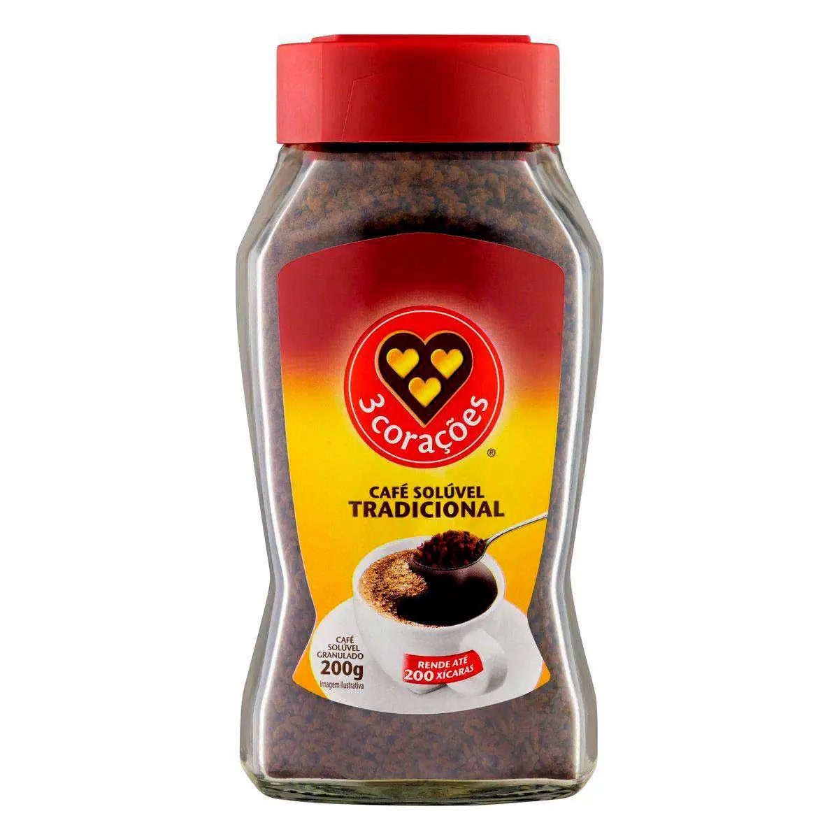 Café Solúvel Granulado Tradicional 3 Corações Vidro 200g