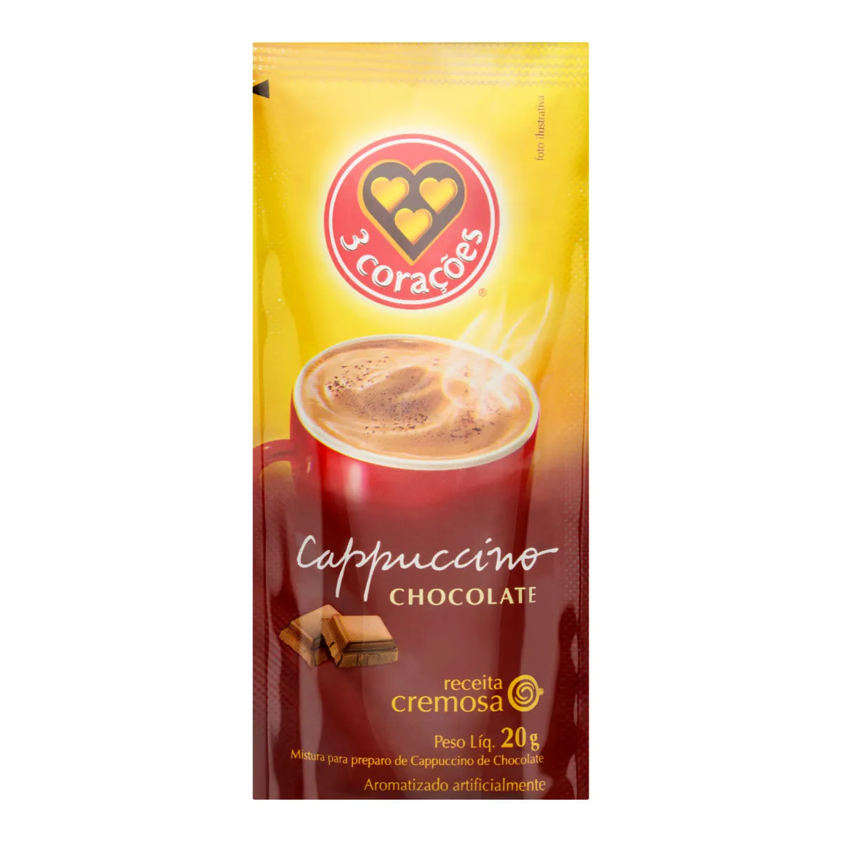 Cappuccino 3 Corações Chocolate 20 g