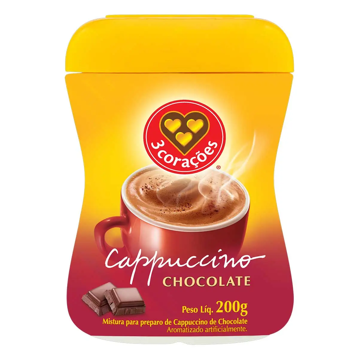 Cappuccino Solúvel de Chocolate 3 Corações 200g