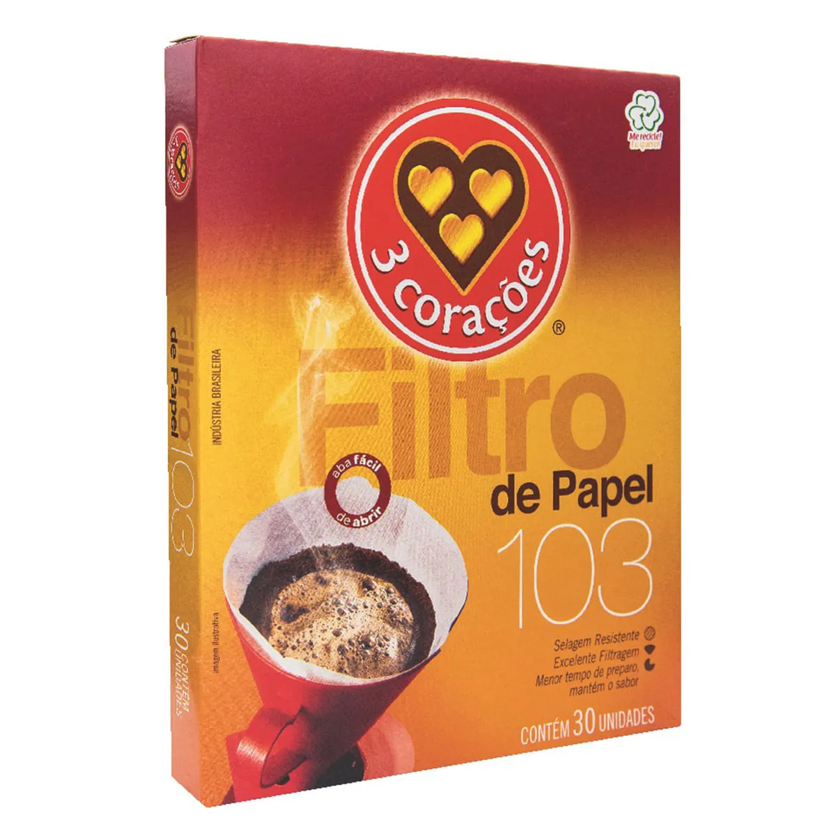 Filtro de Papel 3 CORAÇÕES Nº 103 com 30 Unidades