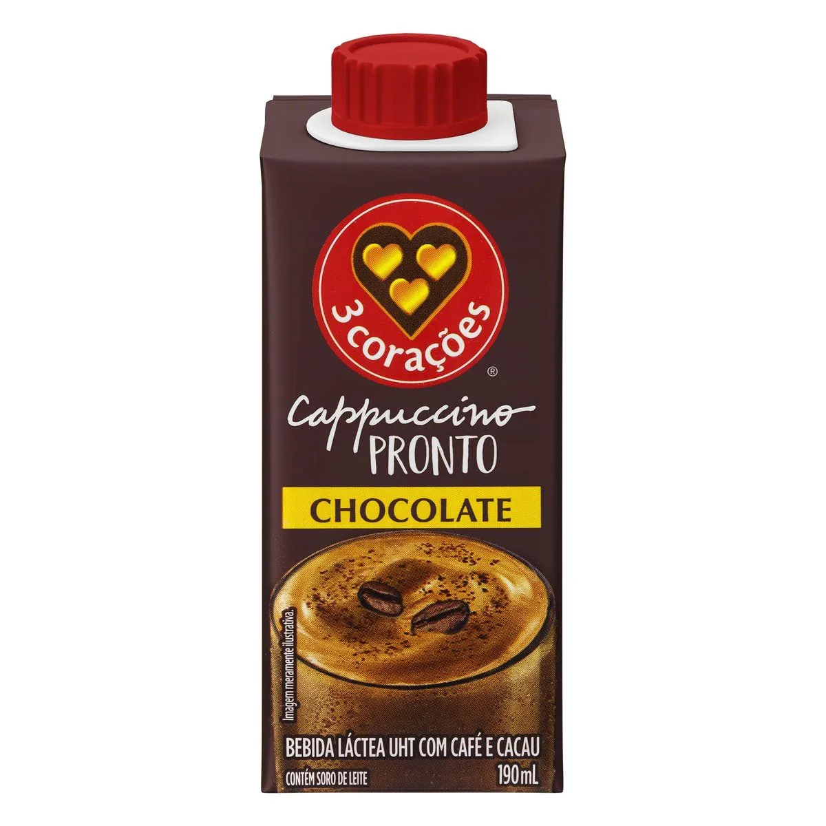 Bebida Láctea UHT Cappuccino Chocolate 3 Corações 190 ml