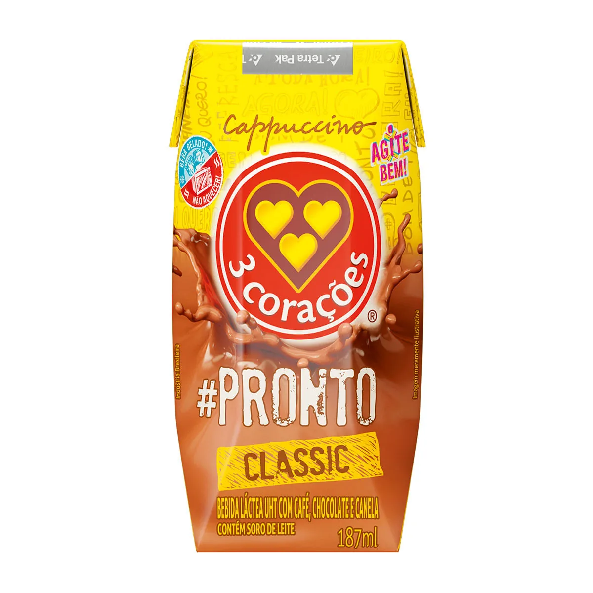 Bebida Láctea Uht Cappuccino Classic 3 Corações Caixa 190ml