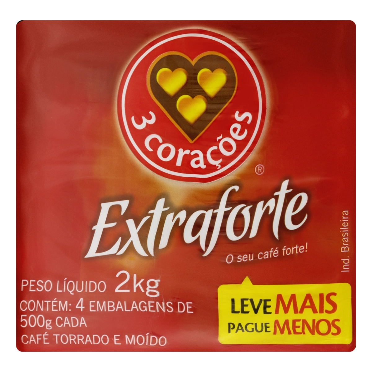 Pack Café Torrado E Moído Extraforte 3 Corações Pacote 2kg 4 Unidades Leve Mais Pague Menos