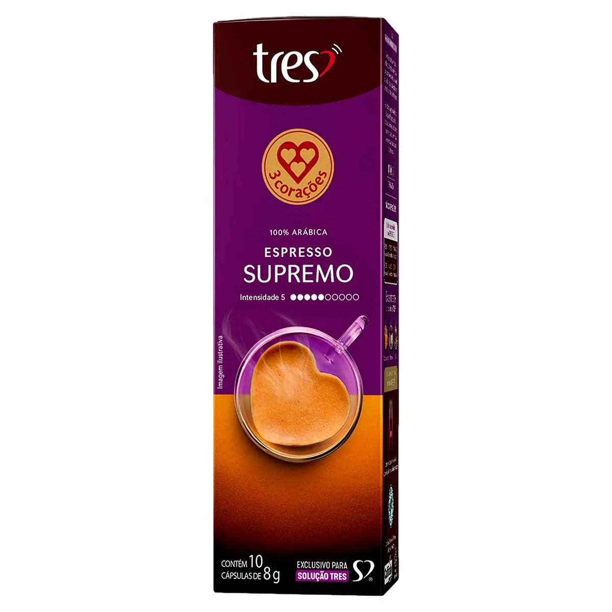 Café Espresso Supremo 100% Arábica 3 Corações 10 Cápsulas