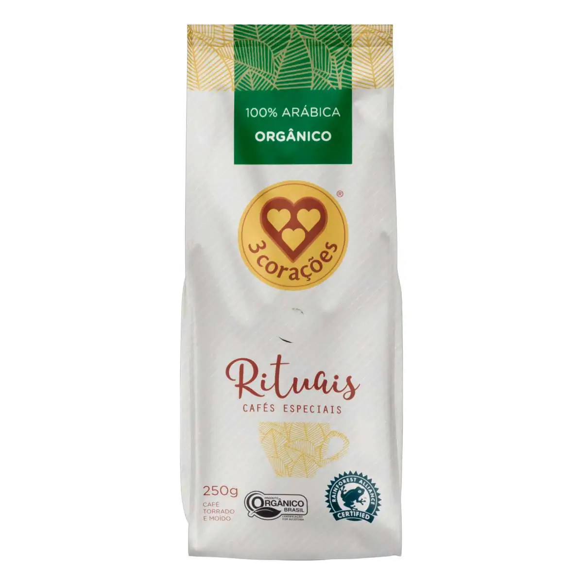 Café Torrado e Moído Especial 3 CORAÇÕES Rituais Orgânico Pacote 250g