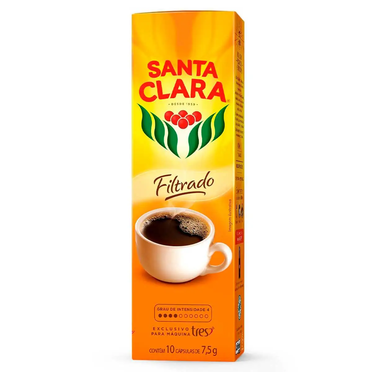 Café Em Cápsula Torrado E Moído Filtrado Santa Clara Caixa 75g 10 Unidades