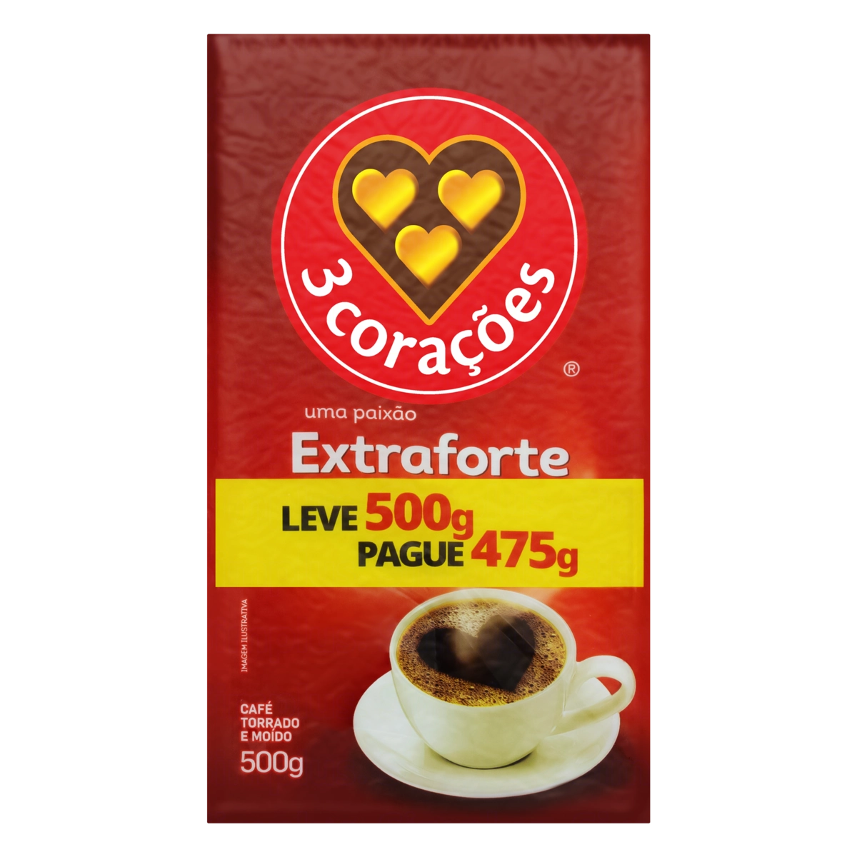 Café Torrado E Moído A Vácuo Extraforte 3 Corações Pacote Leve 500g Pague 475g
