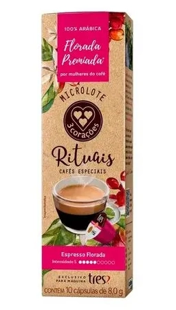 Café Em Cápsula Torrado E Moído Espresso Florada 3 Corações Rituais Caixa 80g 10 Unidades