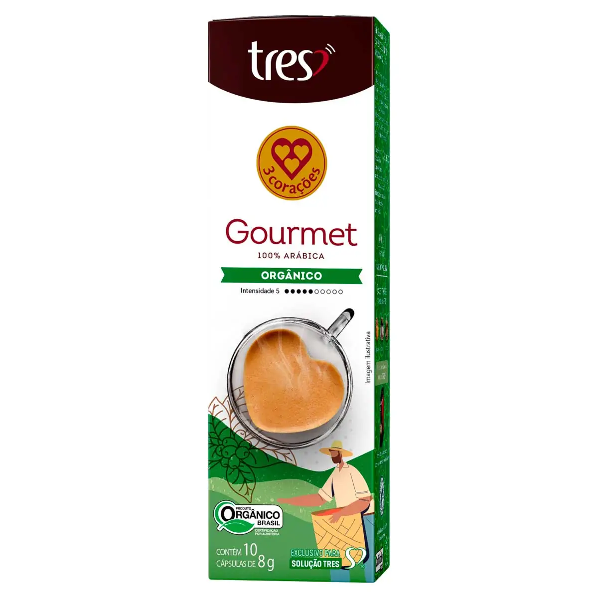 Café Cápsula Orgânico 3 Corações Rituais 80G 10 Unidades