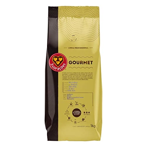 Café Torrado Em Grãos 3 Corações Gourmet Profissional Pacote 1kg