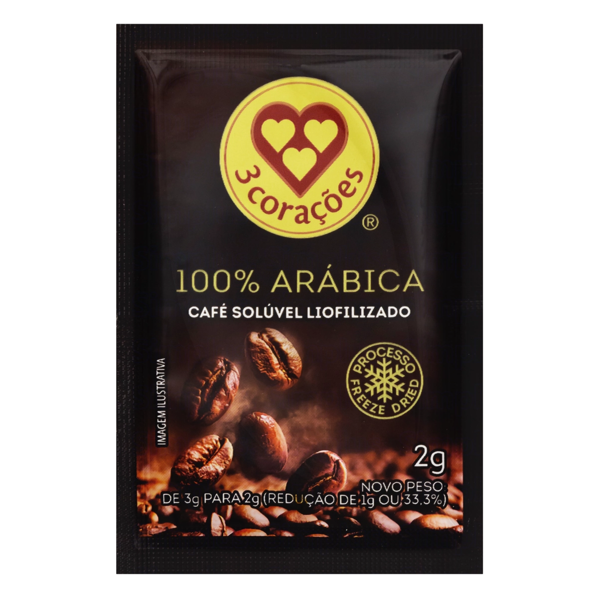 Café Solúvel Liofilizado 3 Corações Envelope 2g