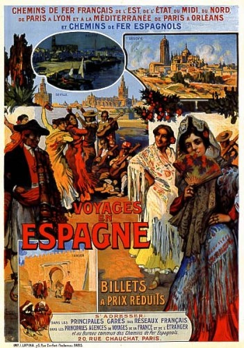 Voyages En Espagne Travel Spain Tourism Spanish Music Dance 16 X 24 Image Size Vintage Poster Repro