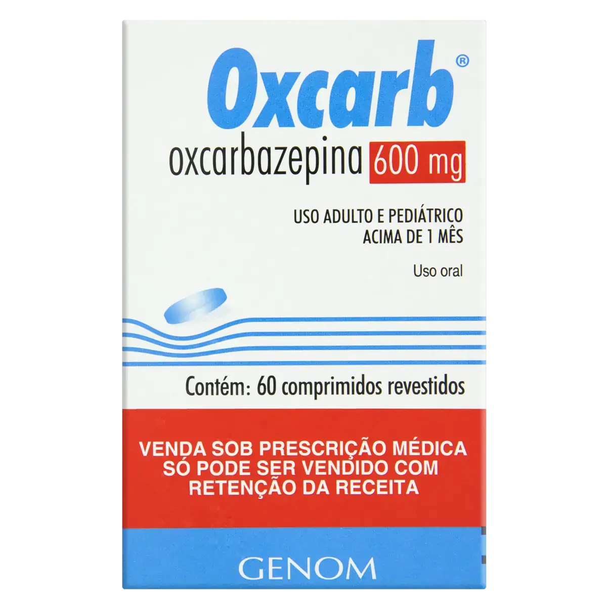 Oxcarb 600mg Genom Caixa 60 Comprimidos Revestidos