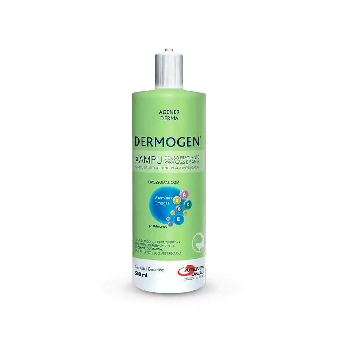 Shampoo Agener União Dermogen Equilíbrio Para Cães E Gatos 500 Ml