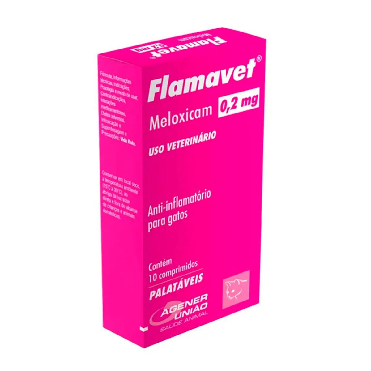 Anti-inflamatório Flamavet Agener Para Gatos 0,2mg 10 Comprimidos