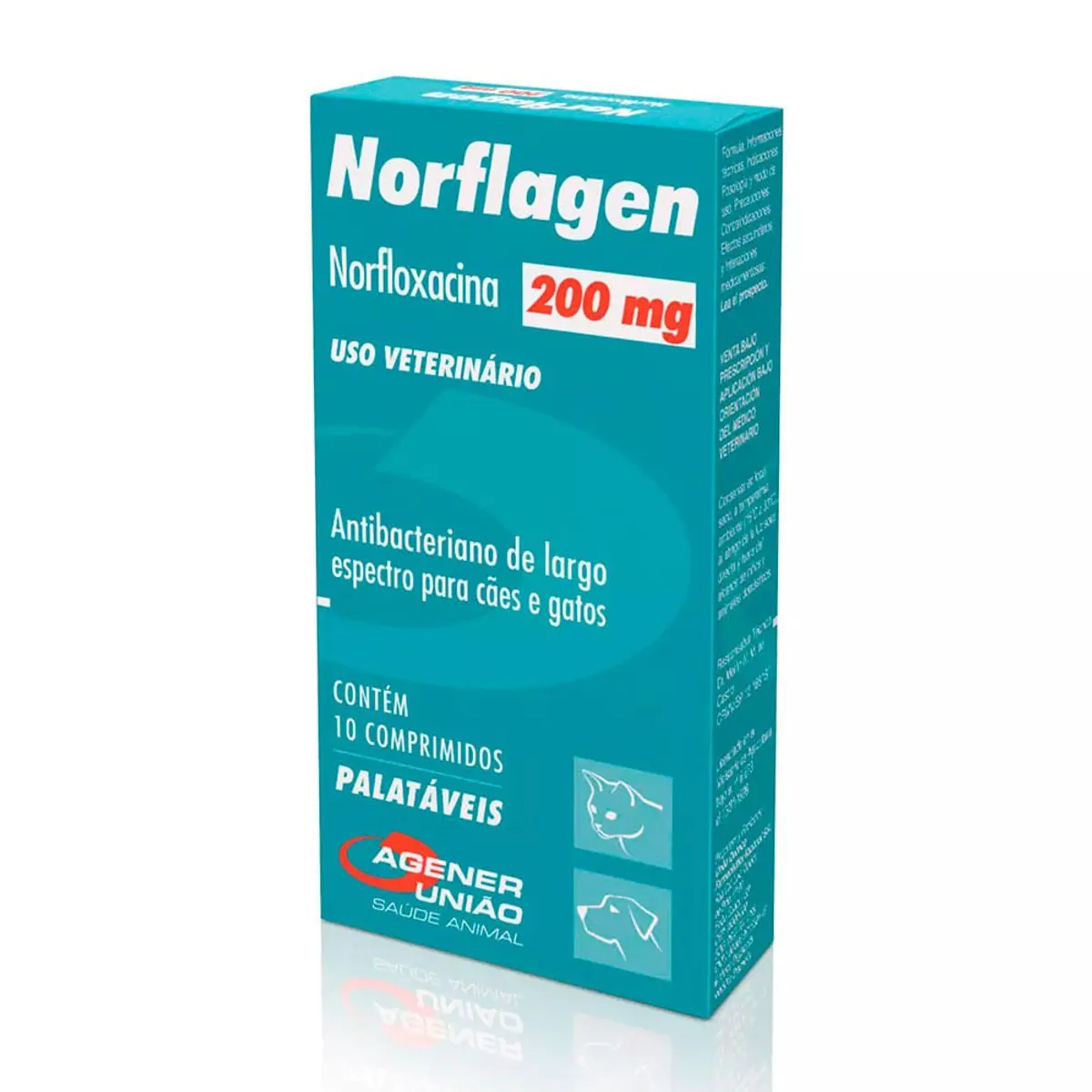 Antimicrobiano Norflagen Cães e Gatos Agener 200mg 10 Comprimidos