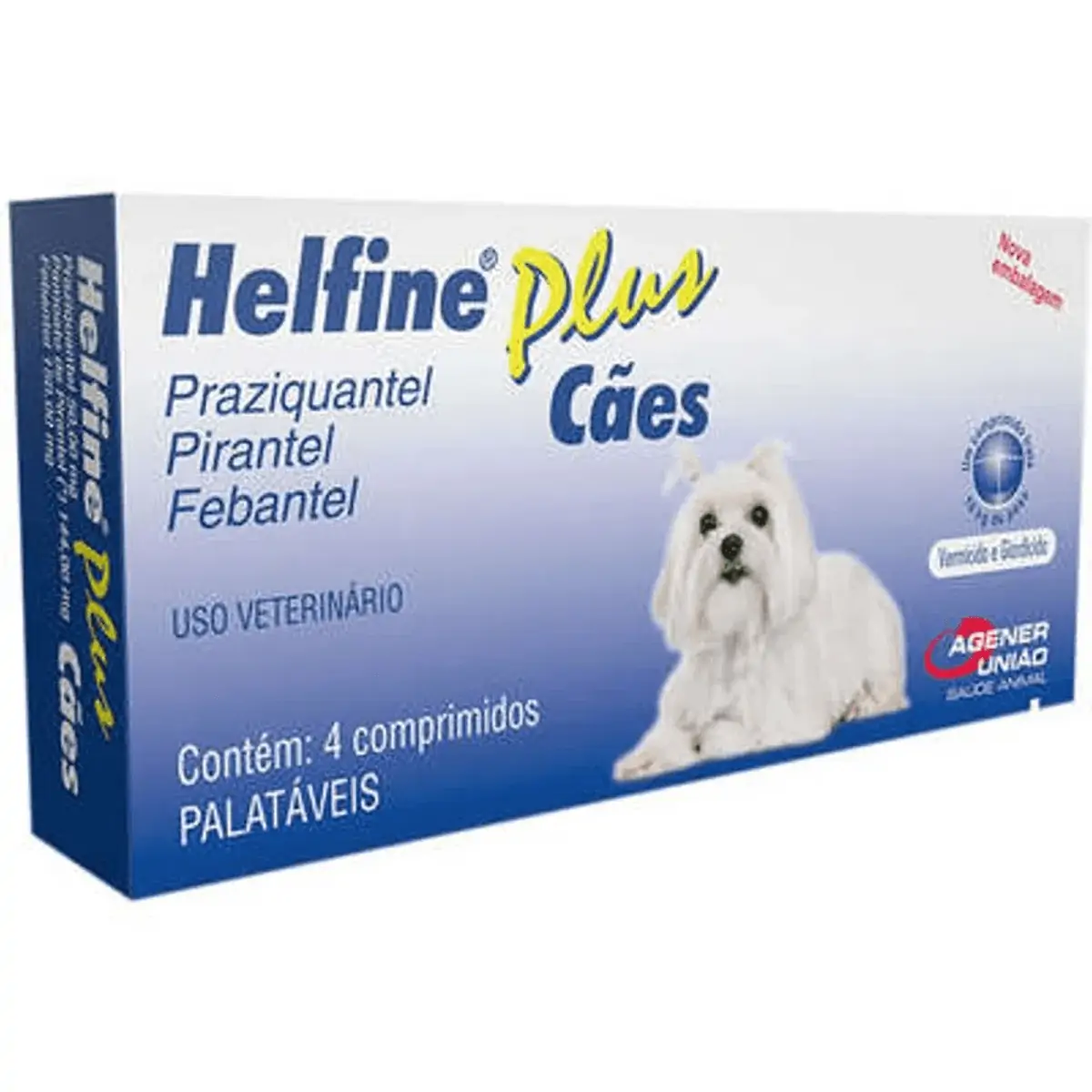 Vermífugo Helfine Plus Cães Agener 4 Comprimidos