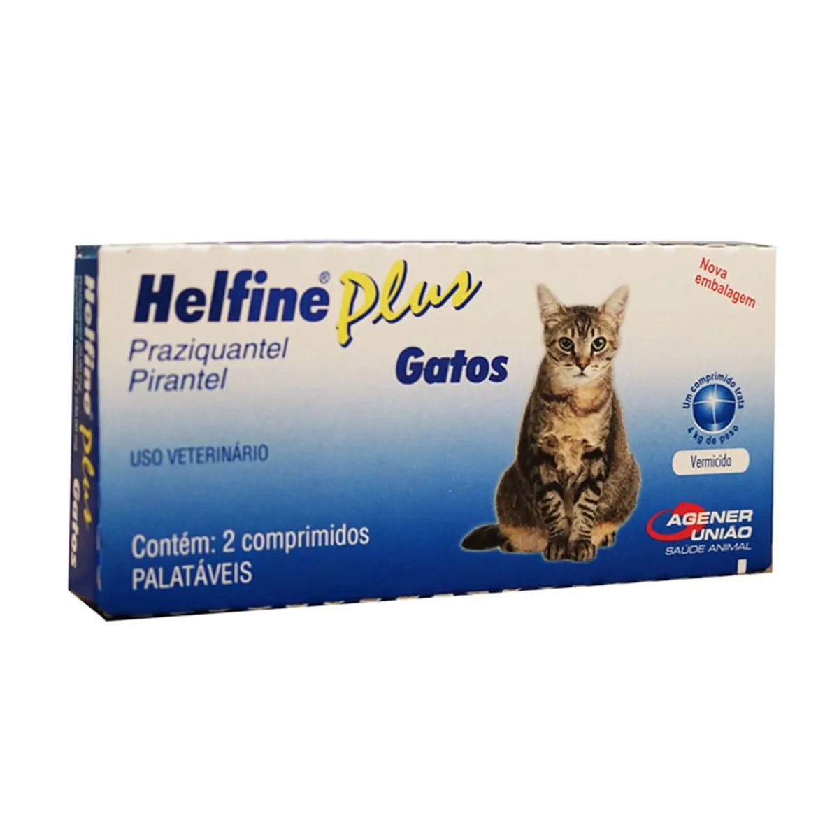 Vermífugo Helfine Plus Gatos Agener 2 Comprimidos
