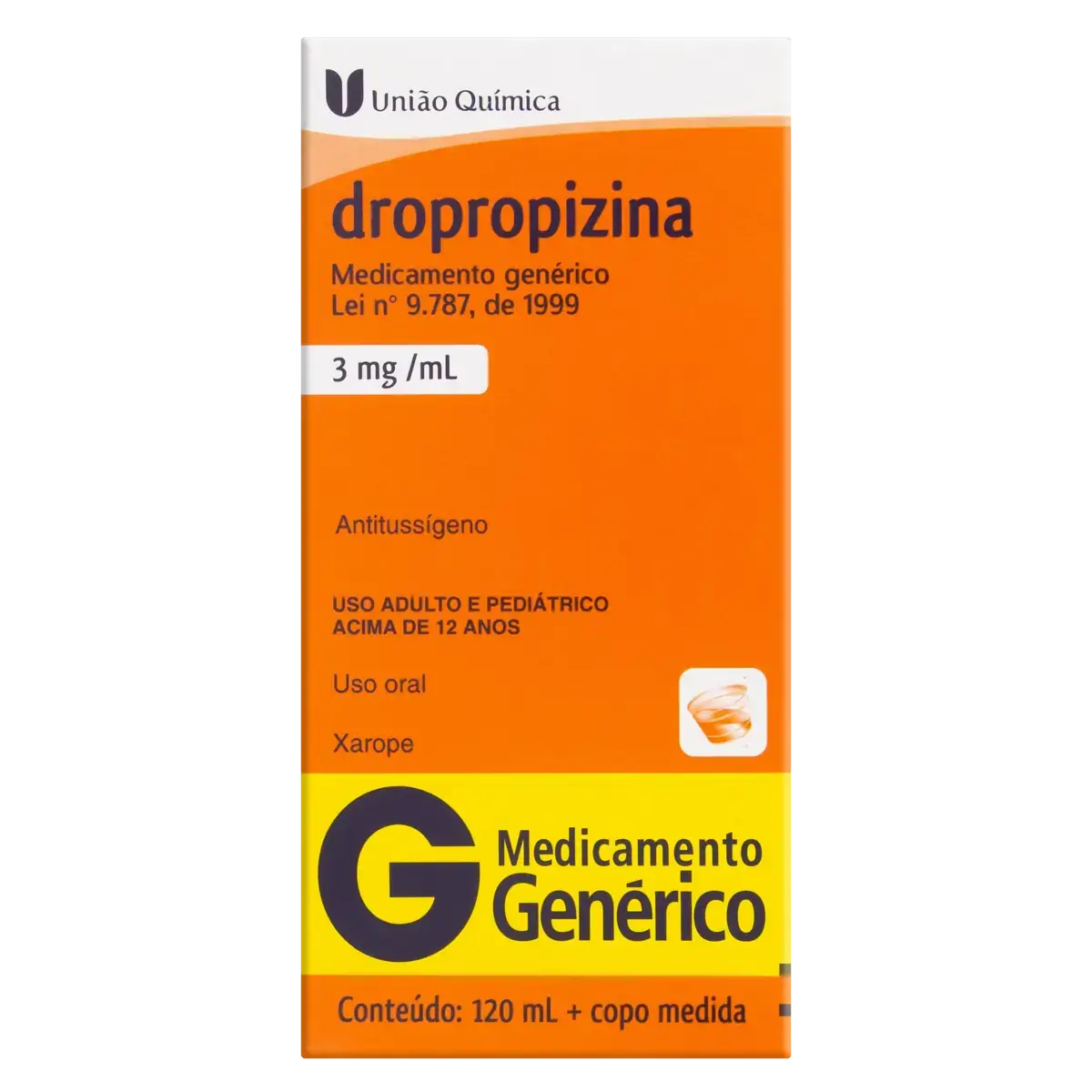 Xarope Dropropizina 3mg/ml União Química Caixa 120ml Copo Medida