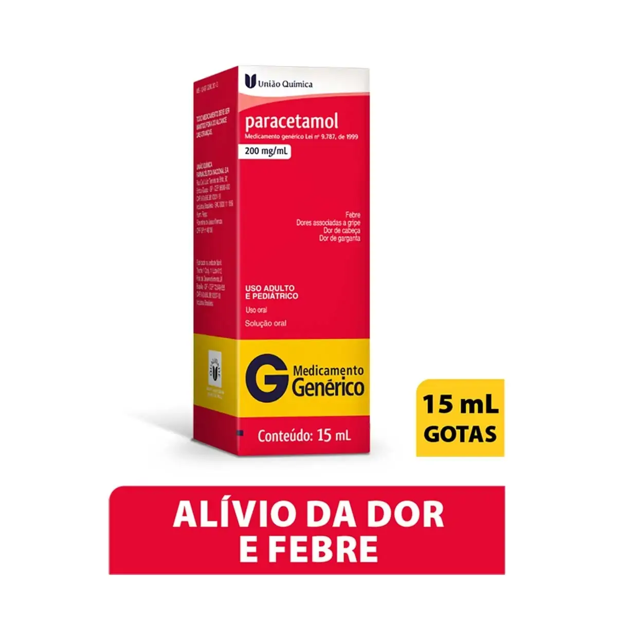 Paracetamol 200 Mg/ml Gotas União Química Genérico