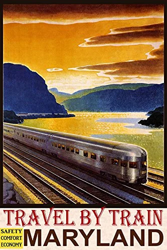 Travel By Train Maryland Safety Comfort Economy North America Tourism 20 X 30 Vintage Poster Repro M