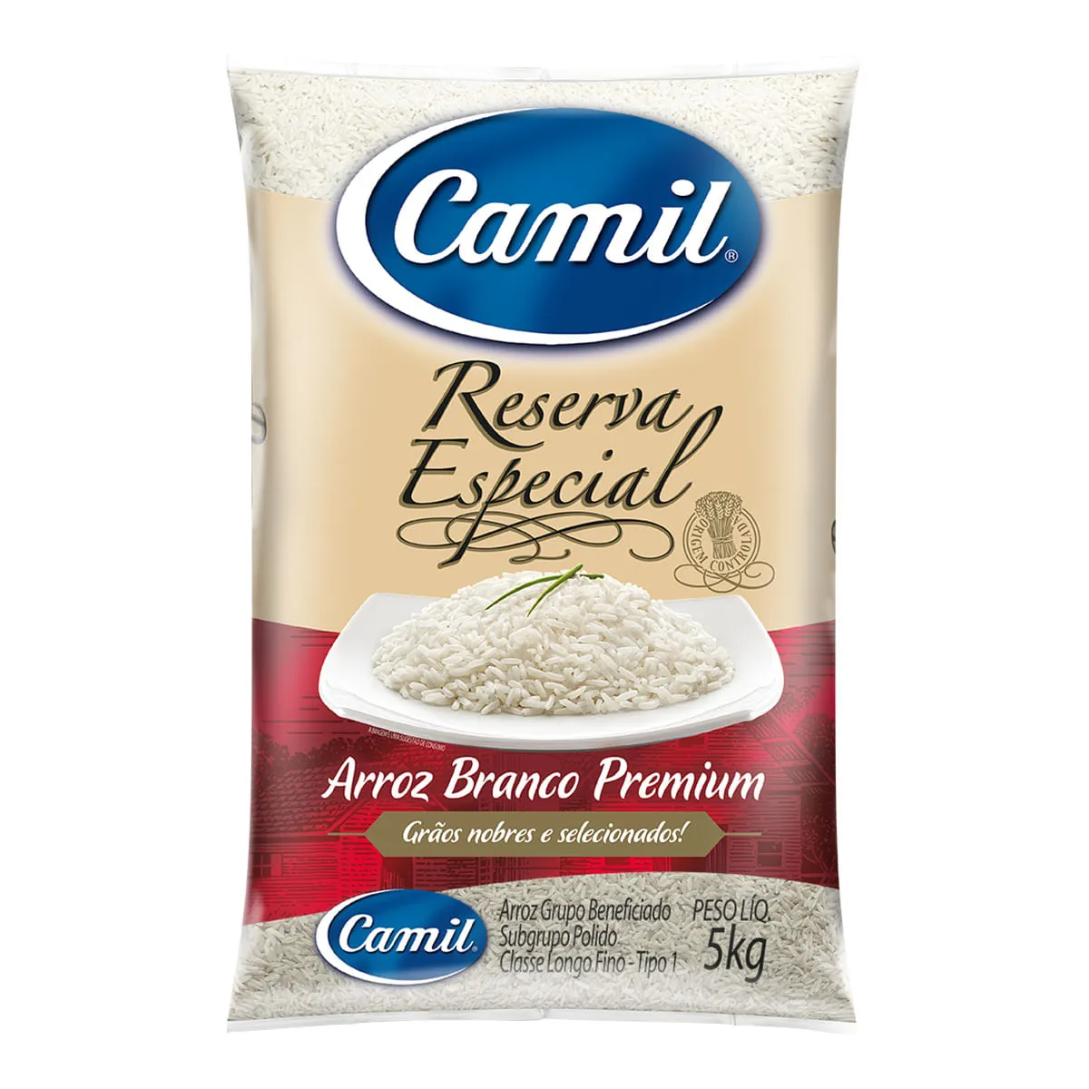 Arroz Branco Longo-fino Tipo 1 Reserva Especial Camil Todo Dia 5Kg