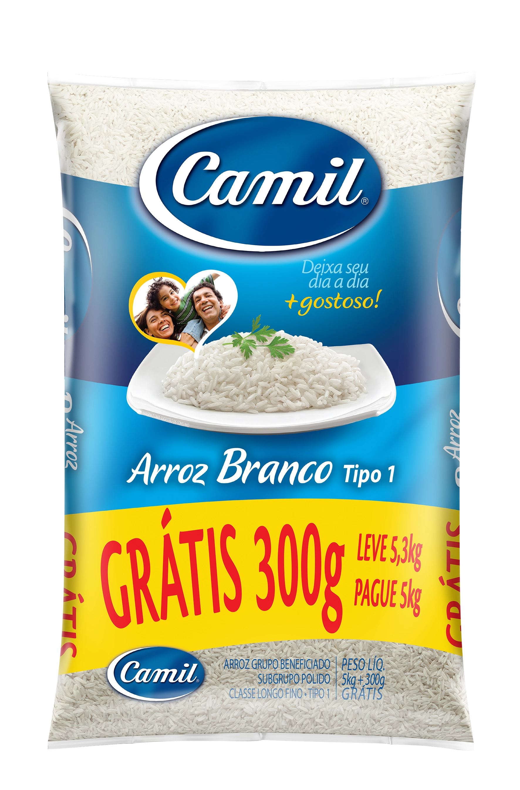 Arroz Agulhinha Camil T1 5kg 300g Gratis