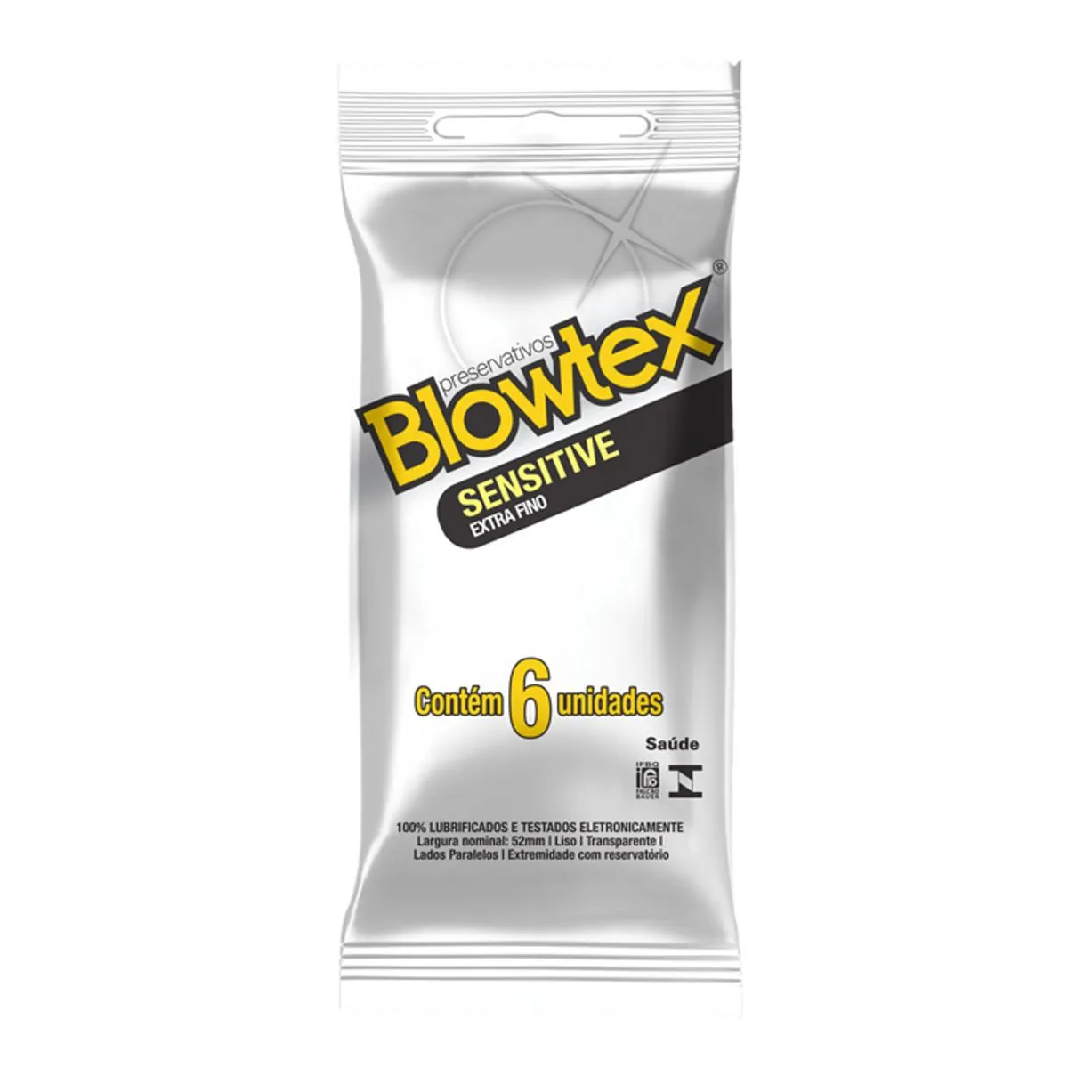 Preservativo Masculino Lubrificado Sensitive Blowtex Pacote 6 Unidades