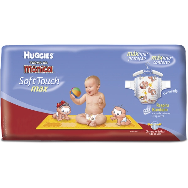 Huggies Turma Da Mônica Soft Touch Max P Descartável 48 Unidades