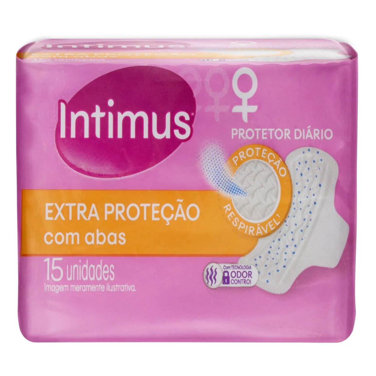 Absorvente com Abas Intimus Rosa Days Odor Control 15 Unidades