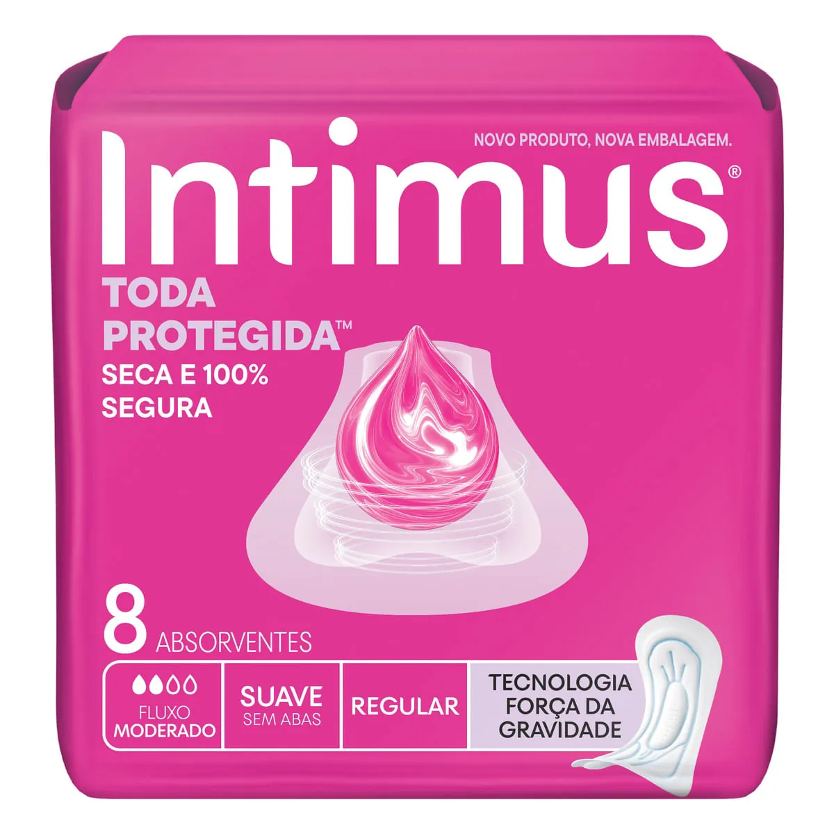 Absorvente Tripla Proteção Suave sem Abas Intimus 8 Unidades