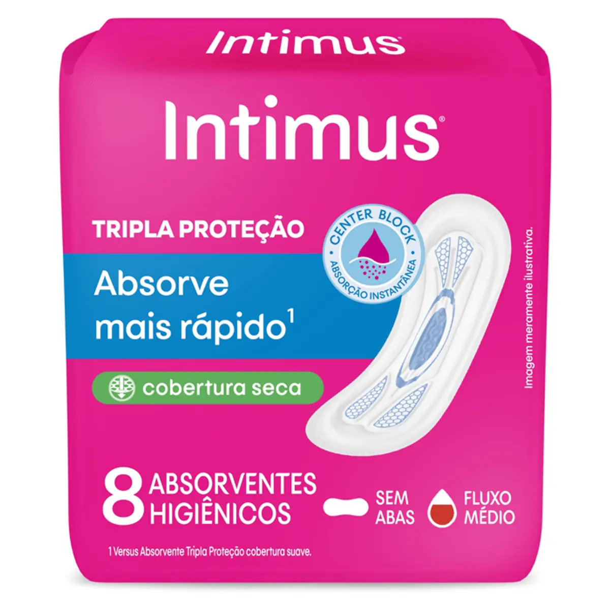 Absorvente Tripla Proteção Seca sem Abas Intimus 8 Unidades