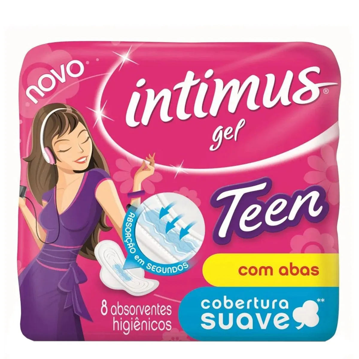Intimus Gel Teen Fluxo Intenso Com Abas 8 Unidades