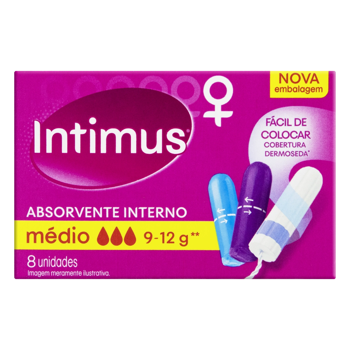 Absorvente Interno Intimus 2caixa C/8 Medio Gts Porta Absorvente