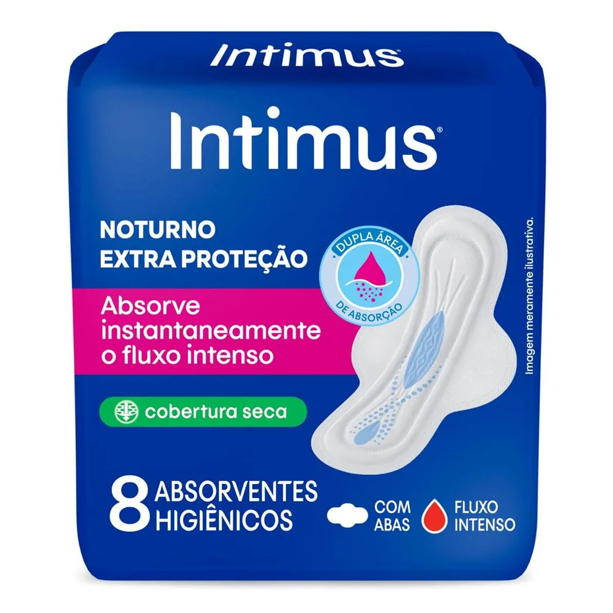 Absorvente Noturno Seca com Abas Intimus 8 Unidades