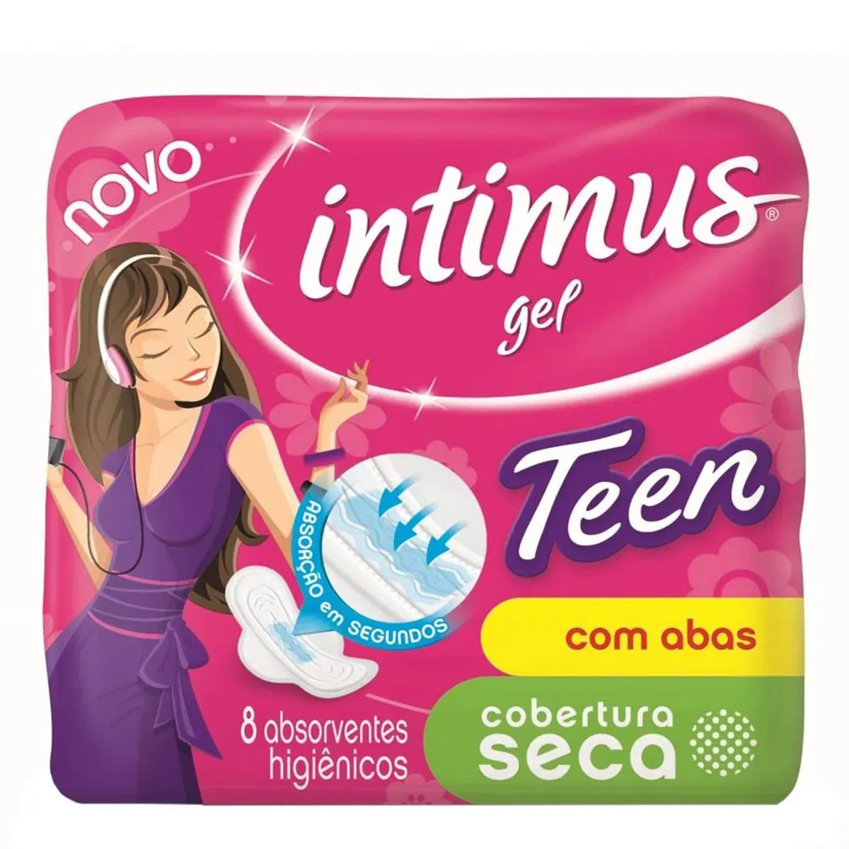 Intimus Gel Teen Fluxo Intenso Com Abas 8 Unidades