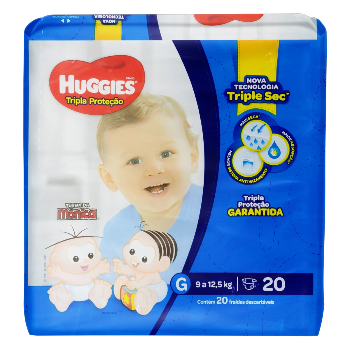 Fralda Descartável Infantil Turma Da Mônica Huggies Tripla Proteção G Pacote 20 Unidades